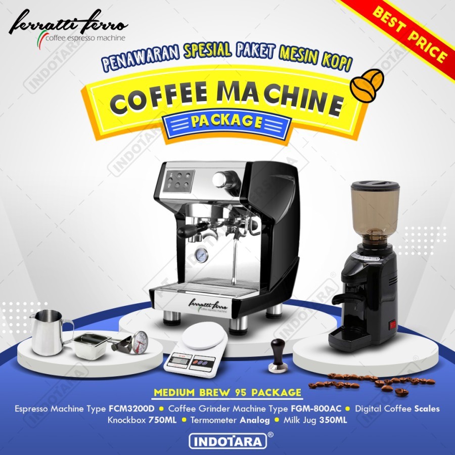 Paket Mesin Kopi Espresso Mesin Kopi Ferratti Ferro - Medium Brew 95