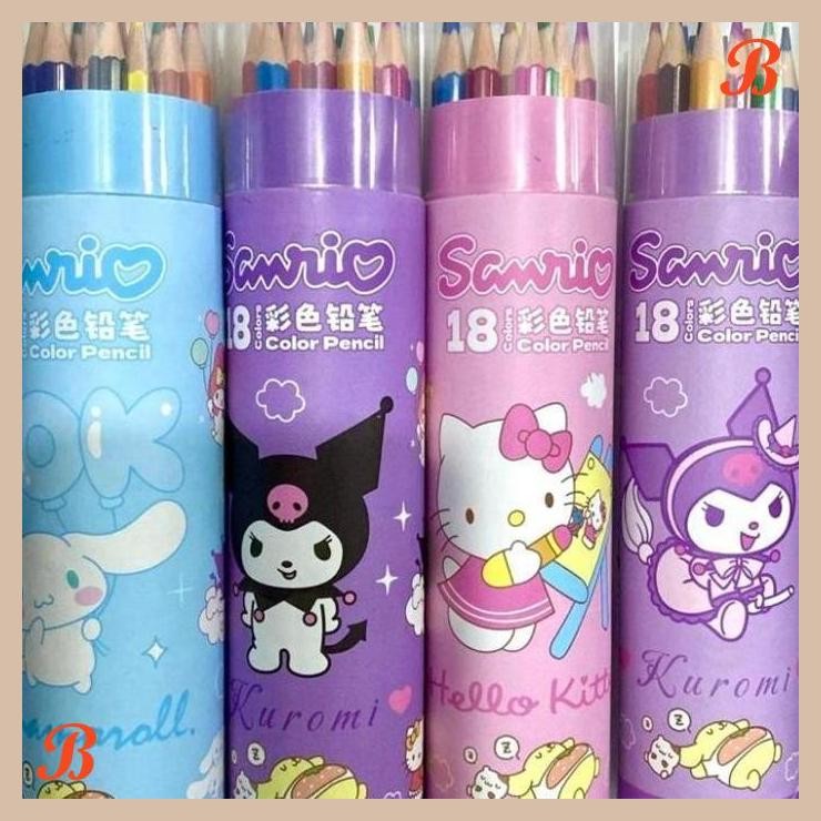 

| KK | PENSIL WARNA SANRIO TABUNG ISI 18 KUROMI / CINNAMOROLL / HELLO KITTY
