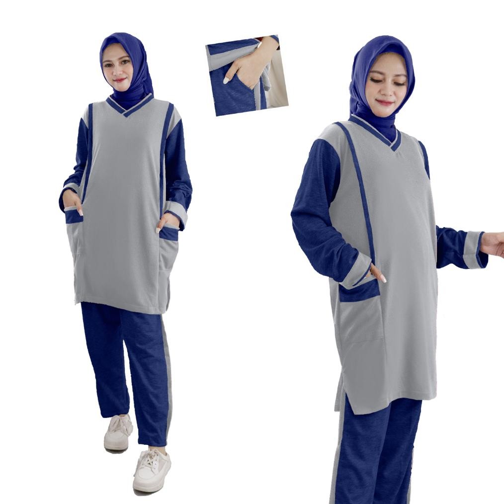 CR - SETELAN TUNIK MUSLIMAH Baju Setelan Pakaian Tunik Wanita Muslim  TERMURAH TERLARIS TERLARIS