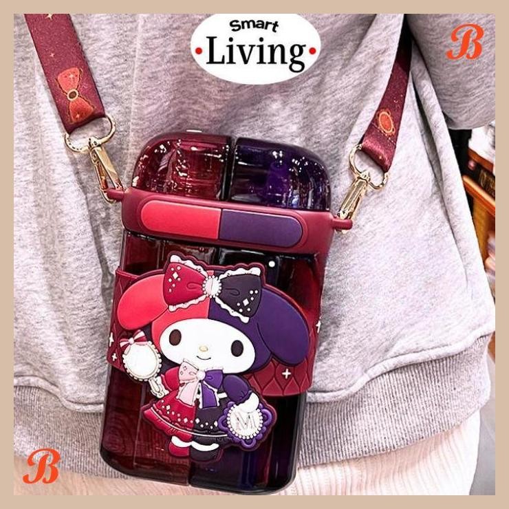 | KK | BTS011 - BOTOL MINUM ANAK SEKOLAH SANRIO 2IN1 BOTOL MINUM ANAK 3D TRITAN 640ML KUROMI MELODY 
