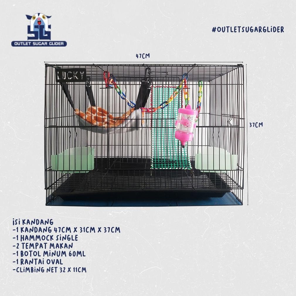 TERMURAH PAKET KANDANG PREMIUM 47CM LENGKAP - SUGAR GLIDER / TUPAI TERBANG ru-8