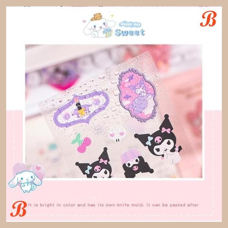 

| KK | 25 LEMBAR STIKER SANRIO PET TAHAN ANTI AIR CINNAMOROLL KUROMI MY MELODY LOTSO