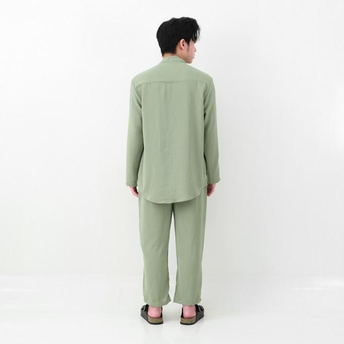 Limited, Satu Set Kurta Pria Dewasa Green Sage Kemeja Muslim Kurta Panjang Pria