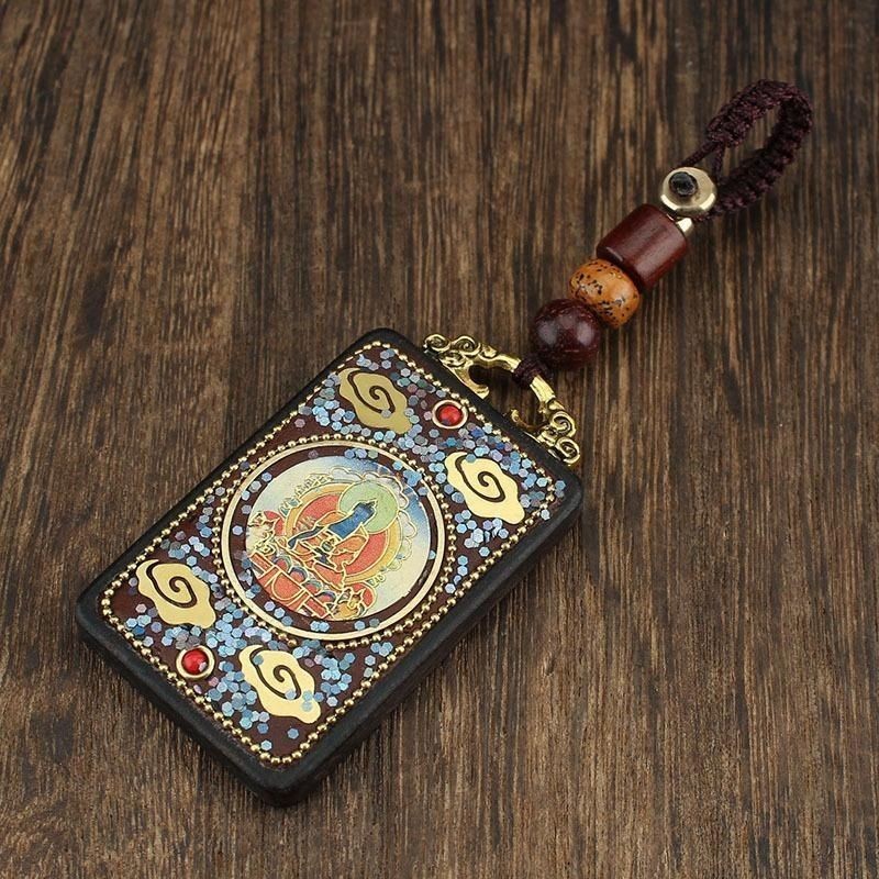 Gantungan Kunci Mobil Gaya Tibet Nepal Vintage Buatan Tangan Gantungan Kunci Kayu Ebony Hadiah Tingg