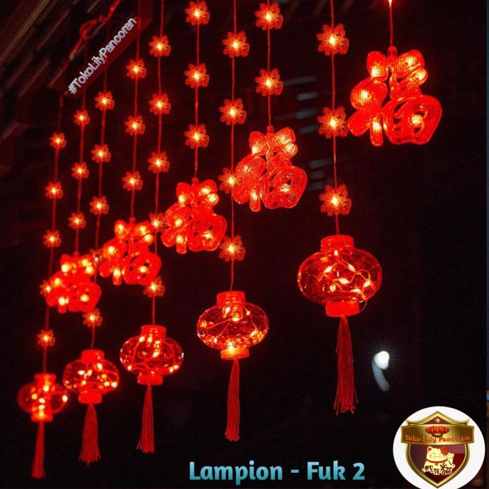 Lampu Imlek Tirai LED / Lampu Kelap Kelip Imlek Fuk / Lampu LED Imlek