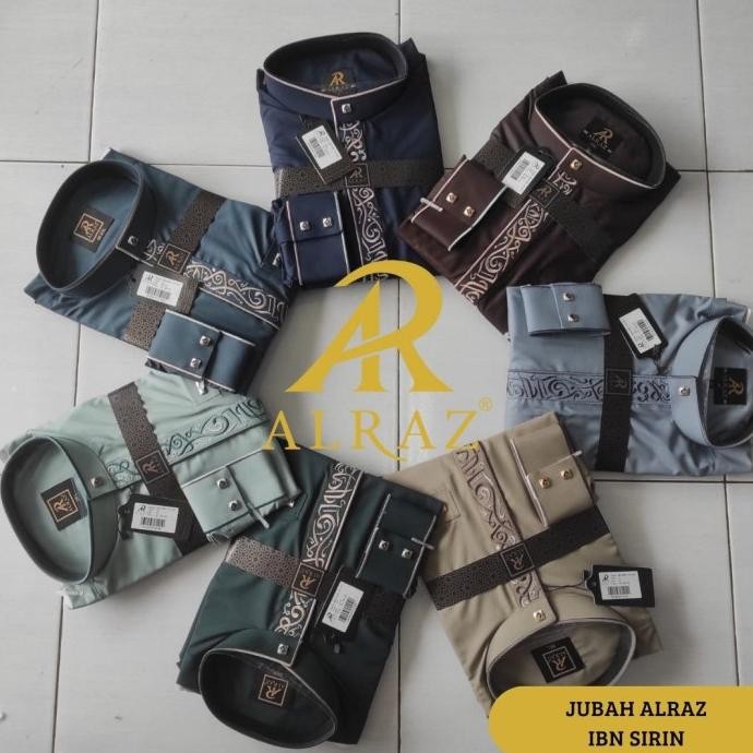Terlaris, Jubah/ Gamis Pria Katun Manset + Jubah Al Raz Bordir Zipper Ibnu Sirin