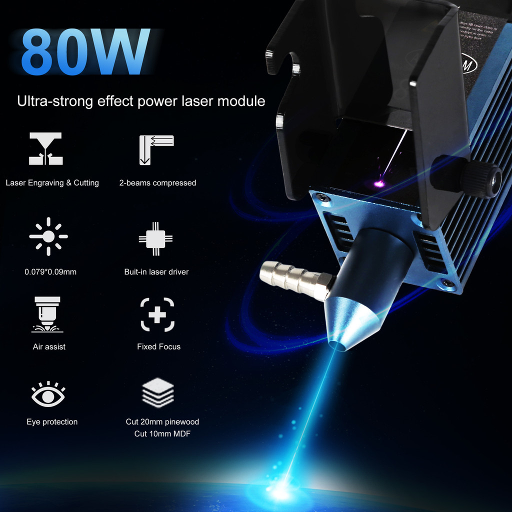 FIDU 40W 80W Laser Module 450nm TTL PWM Laser Head CNC Laser Engraving Laser Cutting Woodworking Too