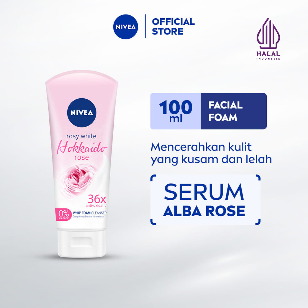 NIVEA Facial Foam Hokkaido Rose 100ml - Sabun cuci muka wanita mencerahkan brightening glowing kulit