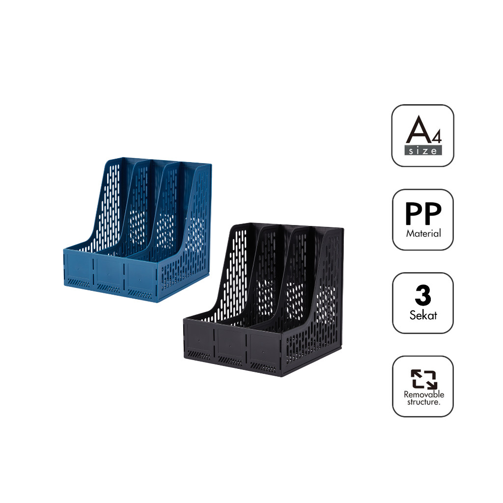 

[Stationery Spectrum] Bantex Magazine Holder / Rak Box File / File Tray / Tempat Dokumen Bahan PP | 3 Section BJ7643
