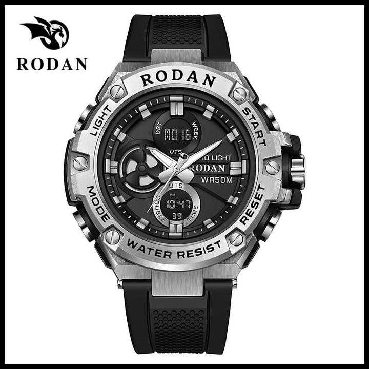Terlaris Rodan 8001  Jam Tangan Sport Pria  Free Box Watches Unisex Kaca Stainless Good Quality