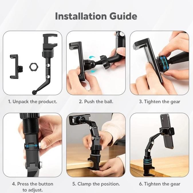 PROMO / UNEED Car Phone Holder Rearview Mirror Adjustable Universal Holder