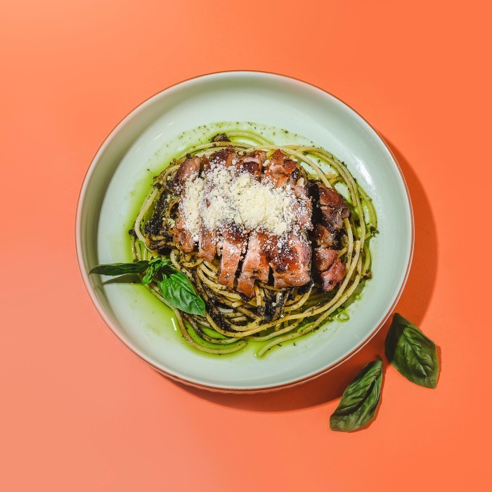 

Homemade Pesto Pasta with Chicken Grilled
