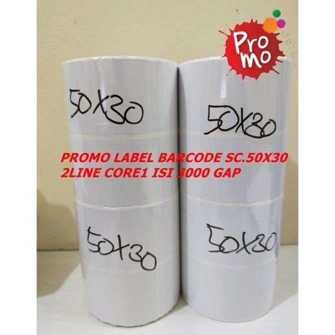 

LABEL BARCODE / STIKER BARCODE SC.50X30 2LINE CORE 1 ISI 3000 GAP