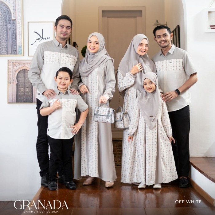 Baju Sarimbit Keluarga 2024 + Yasmeera Sarimbit Granada Off White