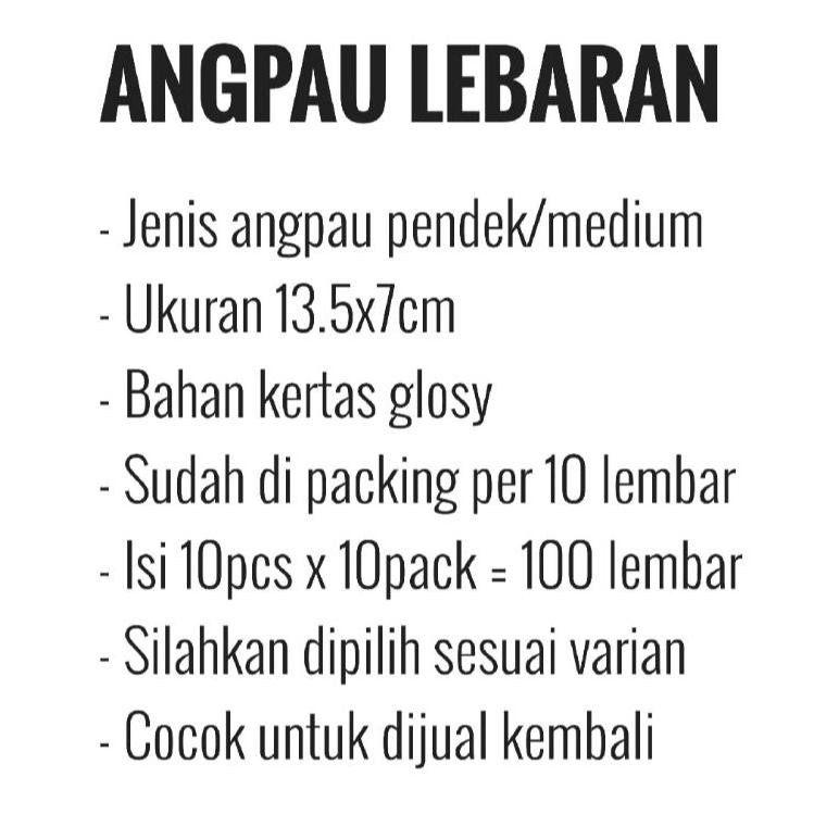 

TERLARIS Angpao amplop lebaran idul fitri 2025 motif Kekinian isi 100 Lembar am-45