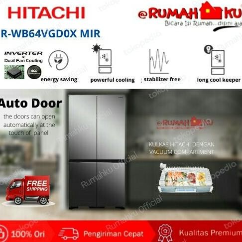 Grosir Kulkas Hitachi R-Wb64Vgd0X Mirror 4 Door Rwb64Vgd0X