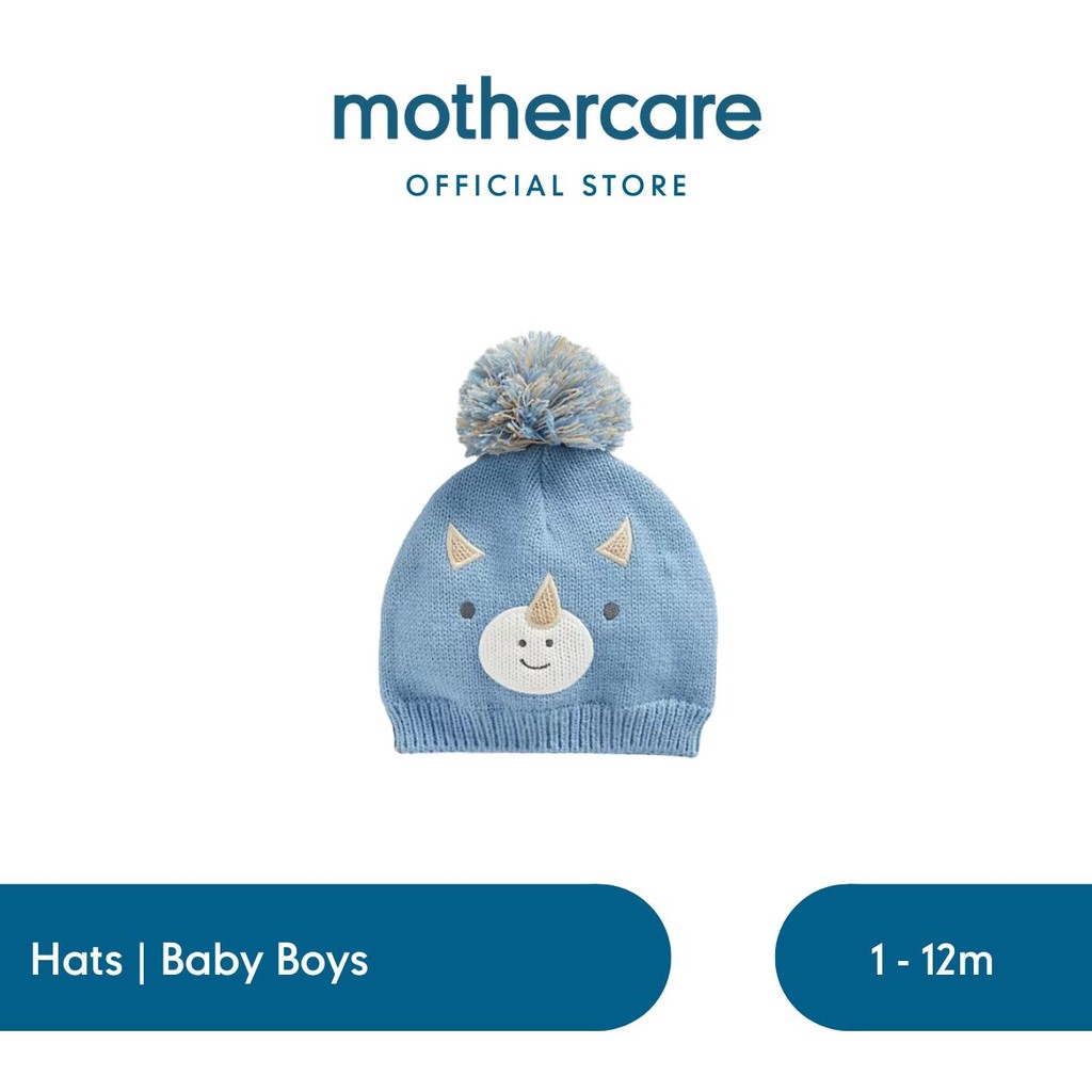 Mothercare Blue Rhino Beanie Baby Hat - Topi Bayi Laki-laki (Biru)