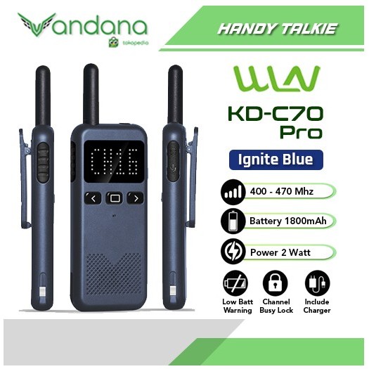 HT WLN KD-C70 PRO Walkie Talkie Kompak, Jangkauan hingga 3 Km, Baterai Awet