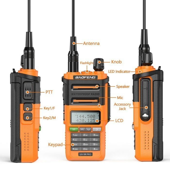 HT Waterproof Baofeng UV9R Pro Walkie Talkie UV9R Pro Anti Air Dualband VHF UHF