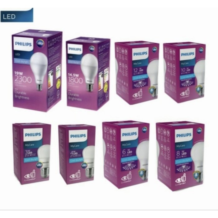 Lampu Bohlam Led Philips 3 4 6 8 10 12 14.5 19 W Watt My Care Satuan