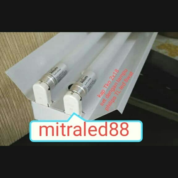 Kap Lampu Tko 2X18/2X8Watt Set Lampu Tl Led Philips 8W/8Watt Isi 2