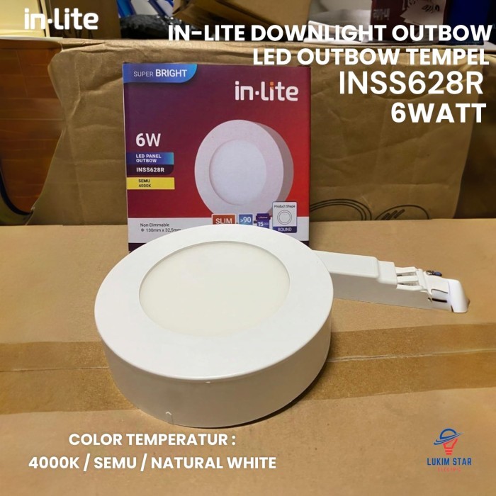 Lampu Inlite Downlight Outbow 6W Watt 4000K Natural White Outbow Tempel Led Kanopi Inlite