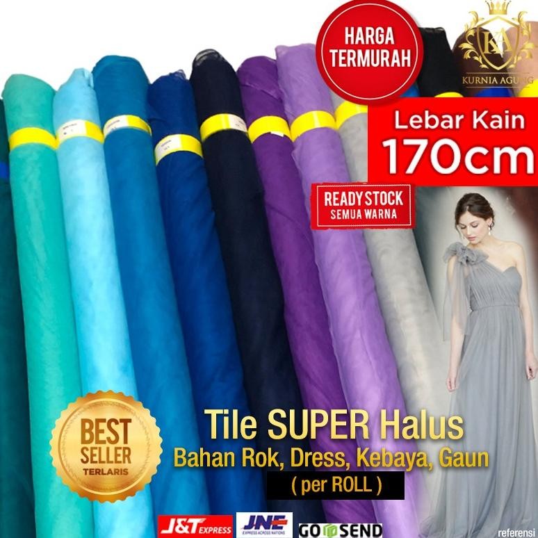 Kain Tile Tulle Tila Halus Jatuh 1.7 M Gulungan per Roll Bahan Rok Dress Gaun Kebaya Murah