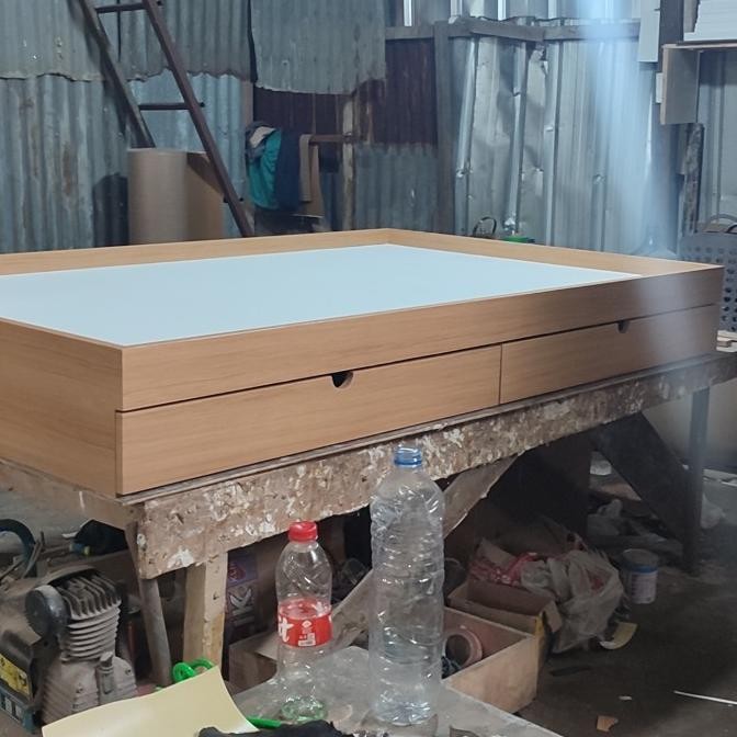 dipan kayu single bed / dipan laci 2 / ranjang laci kayu - 90x200 HFS