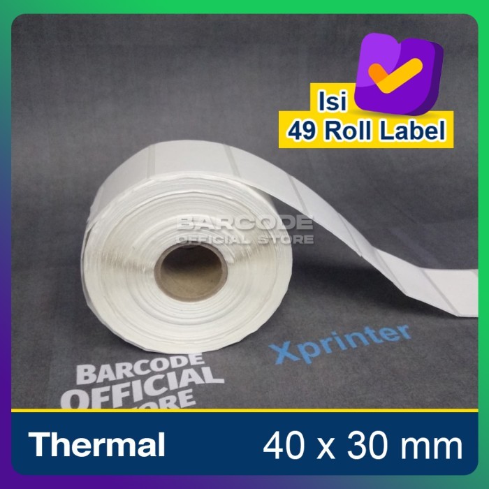 

LABEL THERMAL 40X30 STIKER BARCODE 40 X 30 MM ( 1 LINE ) - DUS 49 ROLL