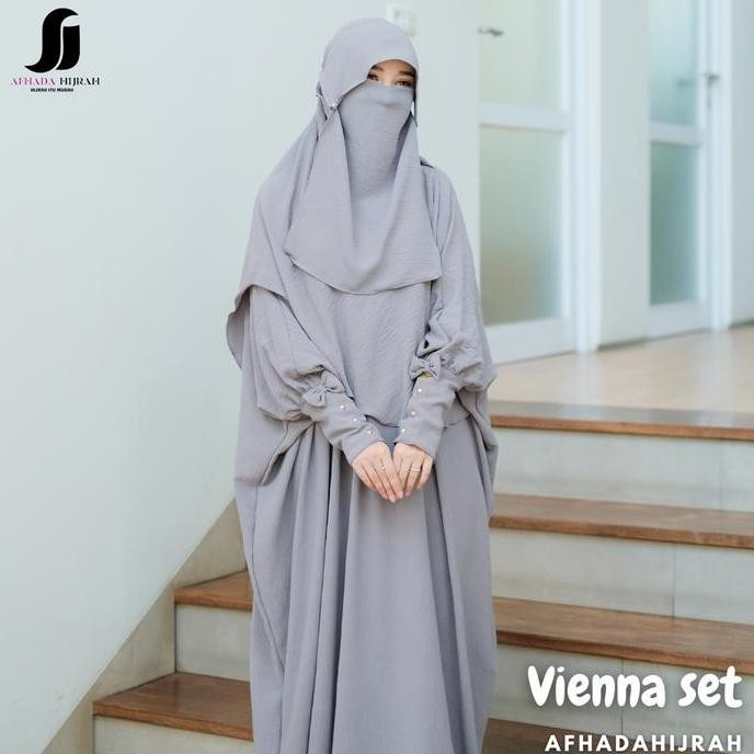 Afhadahijrah -   Kaftan Cadar Poni Vienna Crinkle Airflow Baju  Hijab Pashmina Oval Free Niqab Terba