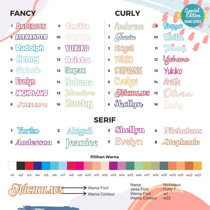 

Sale Stiker Nama Custom Name Series