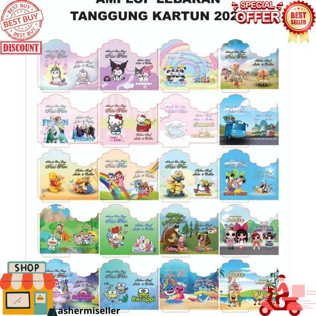 

1000 Lembar Amplop Medium Kartun Free Plastik Opp D Ramadhan Sale