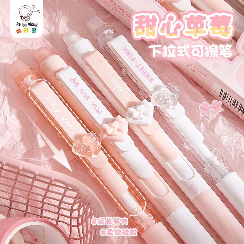 

Pink Bow Drop-down Gel Pen Crystal Blue Hot Erasable Pen