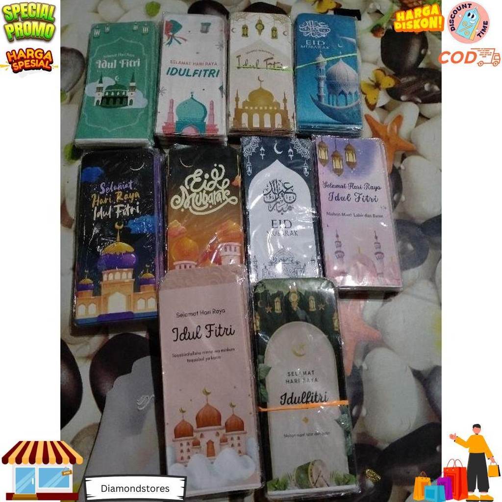 

2 Bks ( 2 Pack)Amplop Lebaran 2025 Panjang Motif Random D Promo Puncak