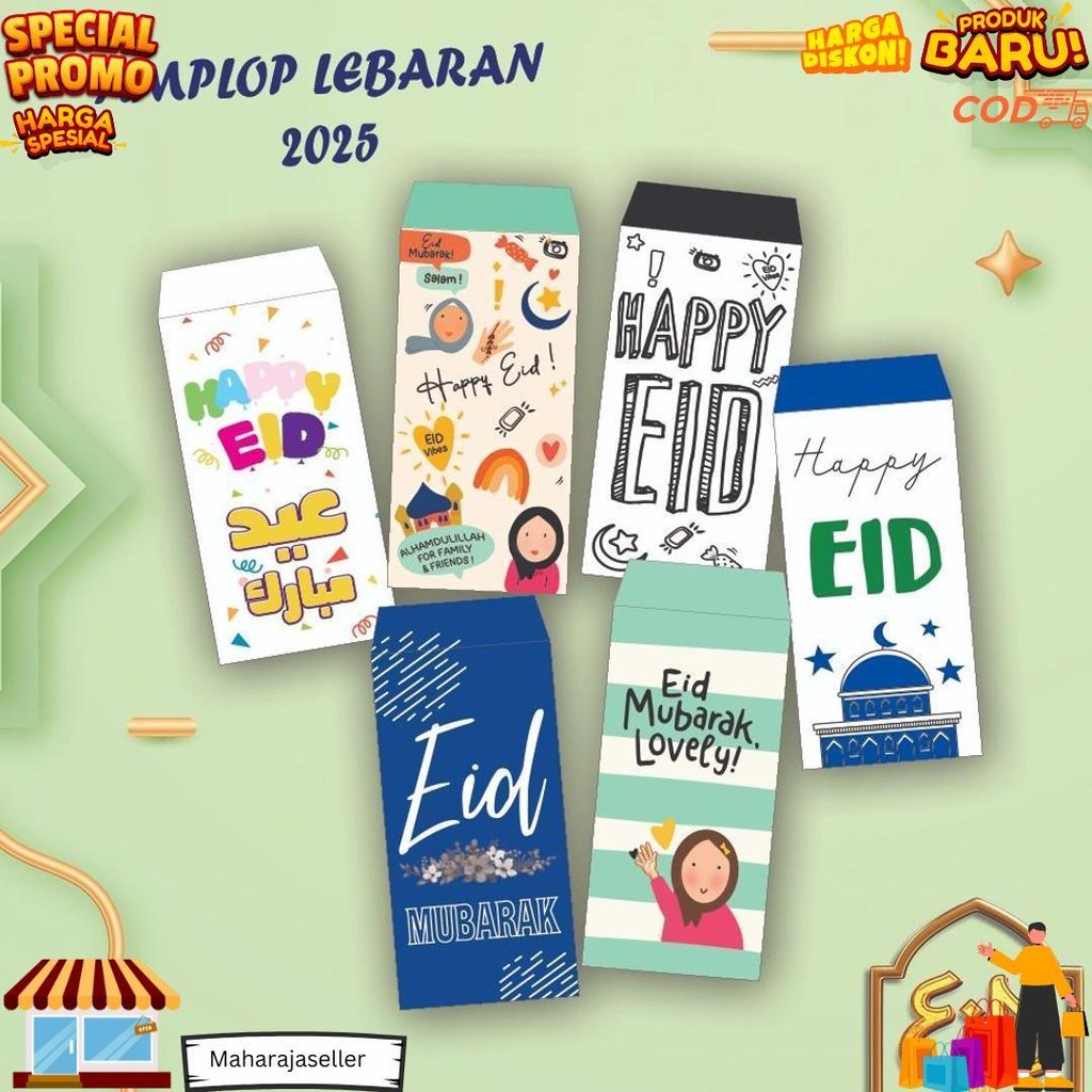 

(10 Pcs) Amplop Lebaran/Eid Mubarak/Ramadan Kareem/Idul Fitri/Amplop Unik/Amplop Lebaran Angpao D Terlaris