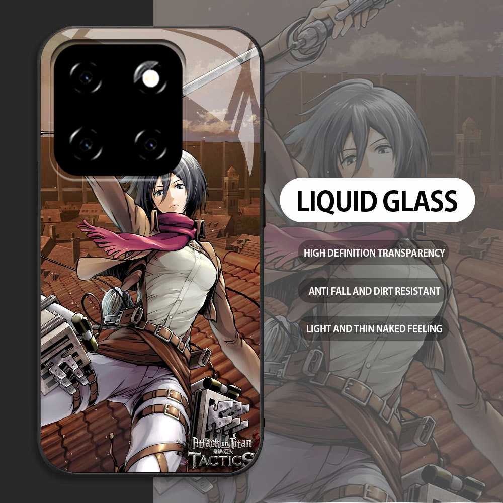 For XiaoMi 11 12 Lite 5G 14 Casing Skin Handphone  Mikasa Ackerman Attack on Titan Glass kesing Phon