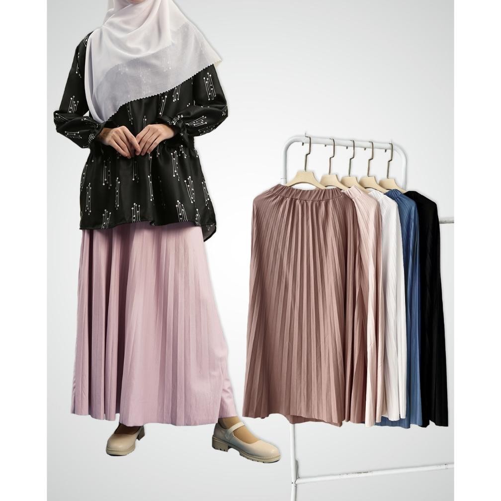 fgh-56 SQUADA - ROK PLISKET PREMIUM A Line Mayung 18 warna lengkap Hitam Putih Navy Pastel Coklat Mi