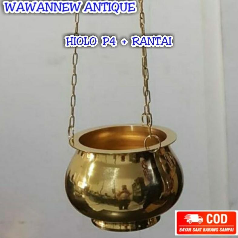 SALE Hiolo P3 P4 P5 Tempat Tatakan Tancapan Dupa Buhur Bokor Hio Lo + Rantai Kuningan Asli Berkualit