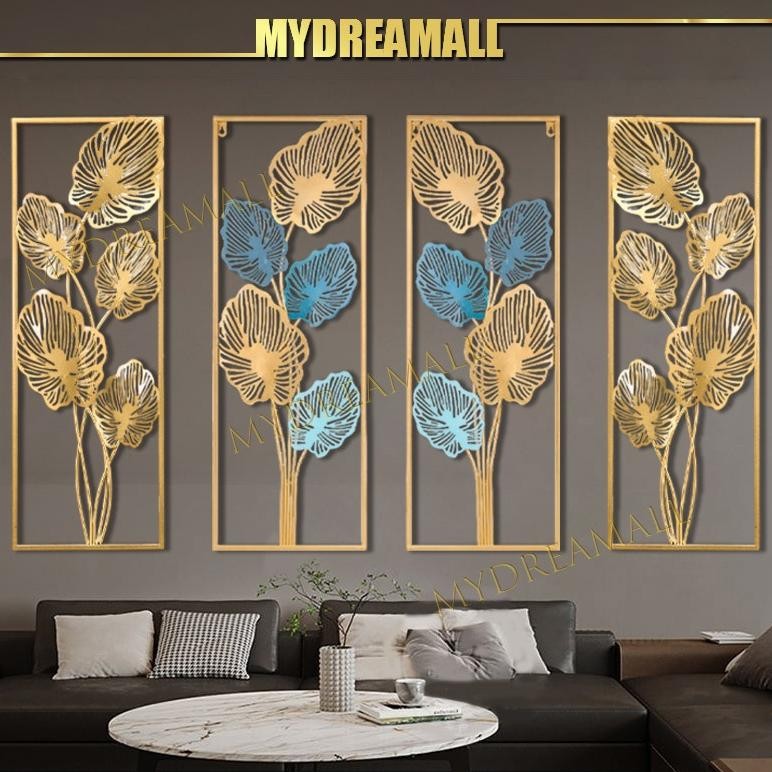-CODBingkai Hiasan Dinding Logam Emas / Daun Emas Ginkgo Biloba / Hiasan Dinding Skandinavia / Ornam