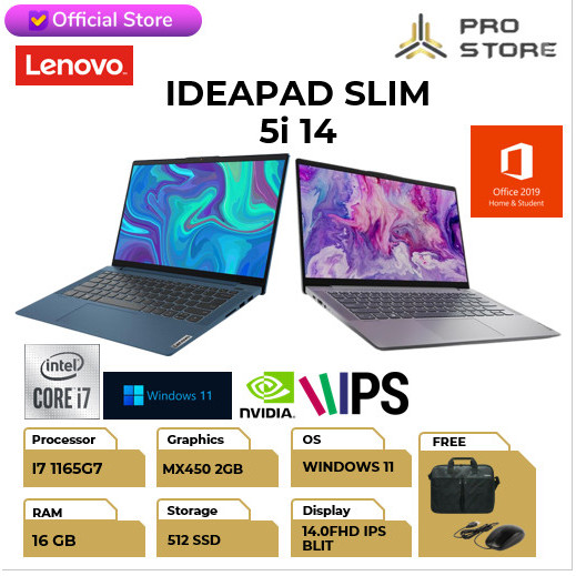 Lenovo Ideapad Slim 5I 14 I7 1165G7 16Gb 512Ssd Mx450 2Gb W10+Ohs 14.0