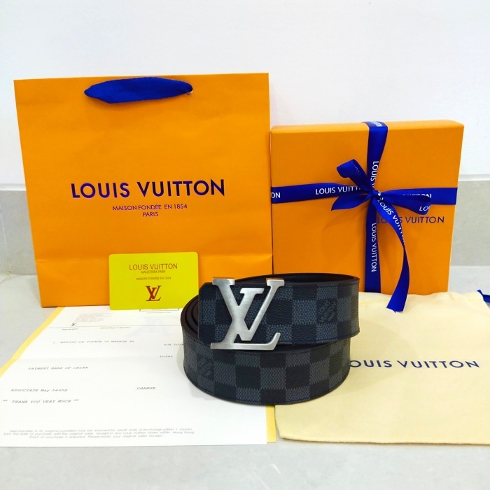 PROMO Ikat pinggang LV Belt Premium Mirror Original - Damier Graphite