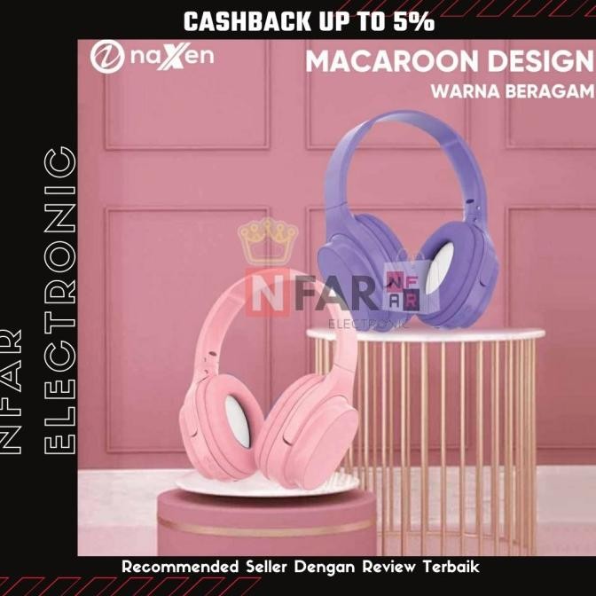 Headset Bluetooth Macaron Bando Lucu Headphone Pink Lucu Wireless Mic Berkualitas