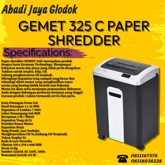 

GEMET 325 C PAPER SHREDDER