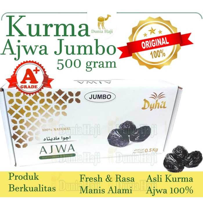 

Kurma Ajwa Jumbo Nabi Madinah Premium Super Xl Oleh Oleh Haji 500Gr