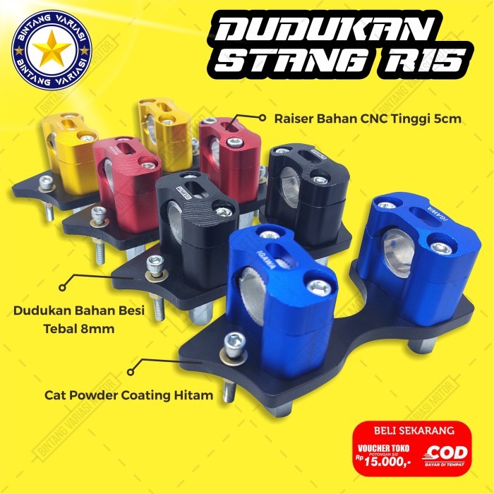 Breket Dudukan Stang Rzr Fatbar Yamaha R15 V3 Plus Peninggi Raiser Cnc