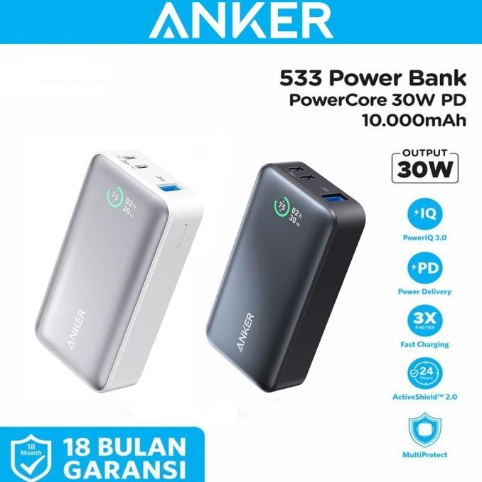 ANKER 533 Powerbank Mini Super Fast Charging Powercore 30W PD Type C