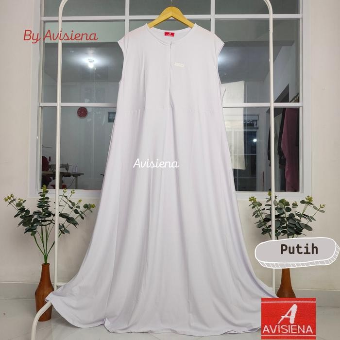 New Avisiena - Inner Dress Putih Tanpa Lengan Dalaman Gamis Putih Kutung Muslim Panjang Nyaman