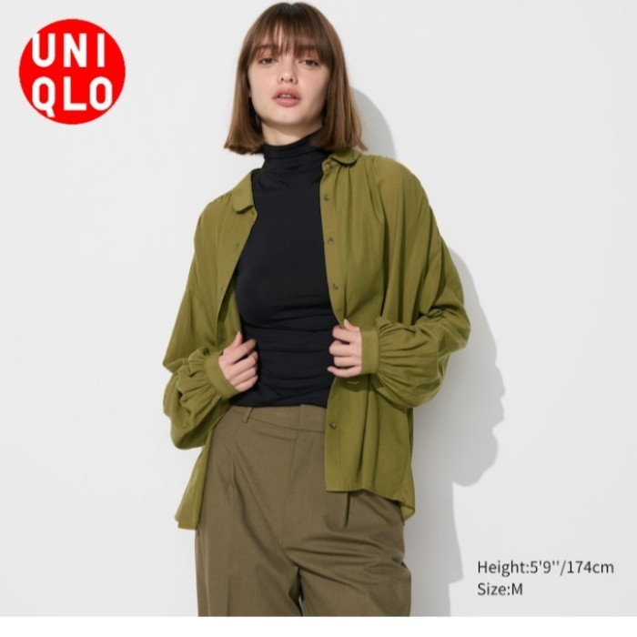 New Manset Airism Tshirt Uv Protection Kerah Tinggi Lengan Panjang Uniqlo Original Jastip Best