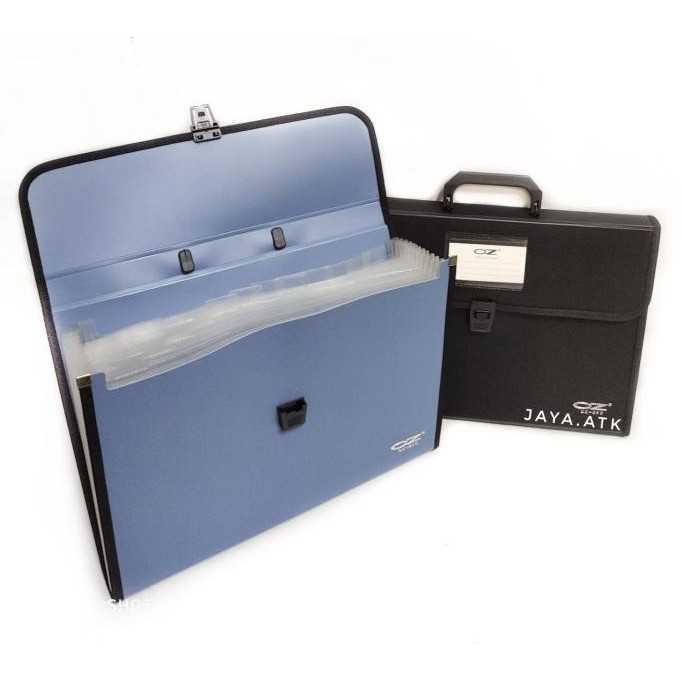 MAP PLASTIK EXPANDING FILE F4 FOLIO GZ-050 SEKAT HARMONIKA HITAM BIRU STOK TERBATAS
