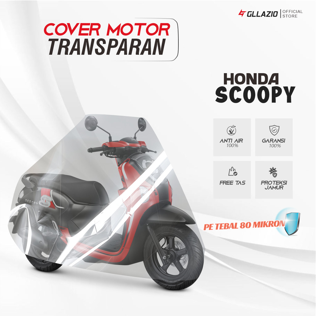 Body Cover Motor Honda Scoopy Transparan / Sarung Motor Scoopy 110 Plastik / selimut Honda Scoopy Wa